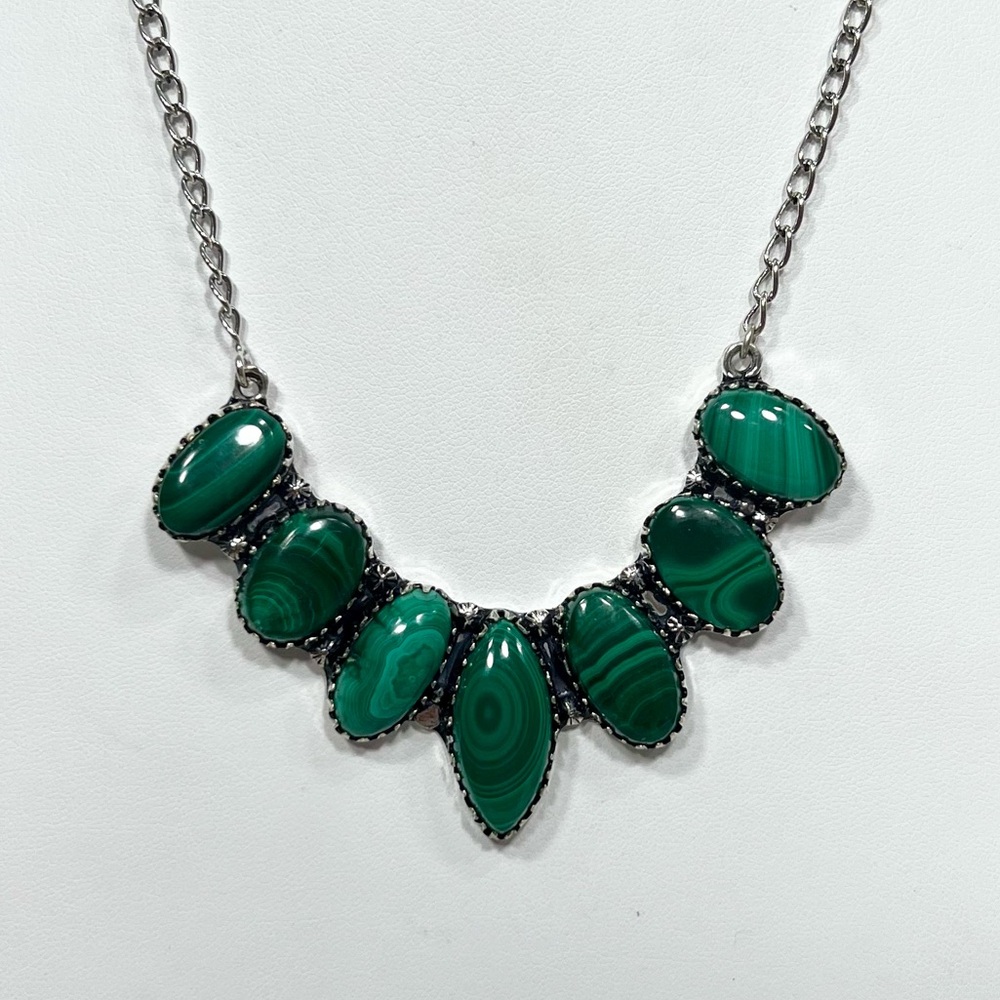 Malachite Vintage Style 925 Gemstone Multi Stone Necklace